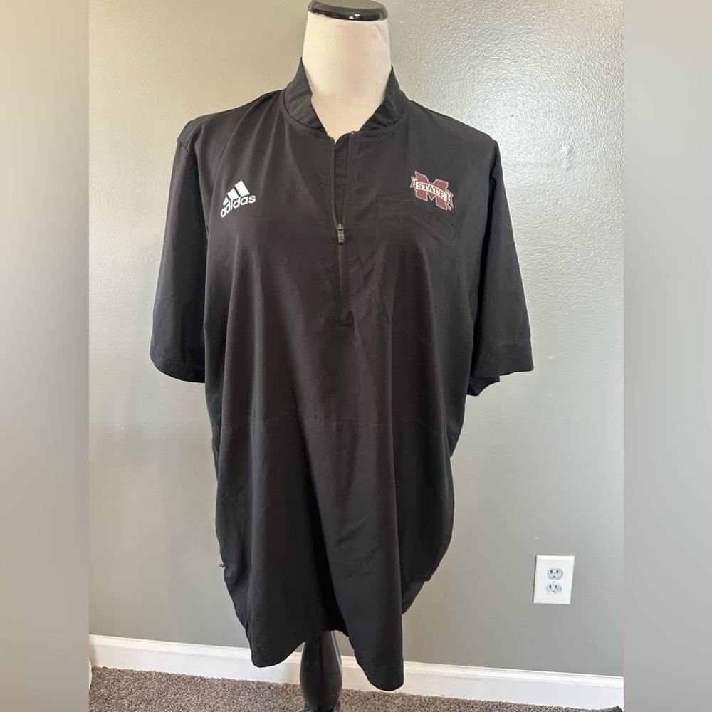 Adidas, Mississippi State men’s size L 1/4 zip performance climate shirt,Black‎